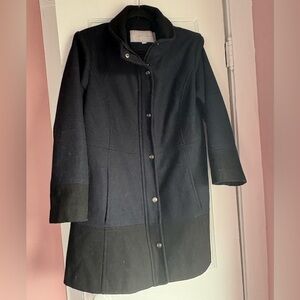 Jessica Simpson Navy Wool Blend Coat Snap Front Tailored Plus Size 1X